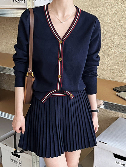 V Yaka Pileli Jersey Etek Takımı