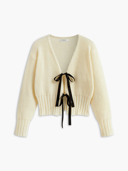 V Yaka Fiyonklu Kaburgalı Hırka