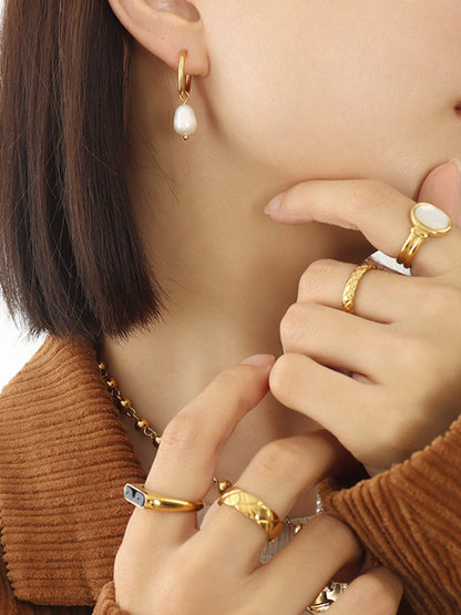 Halkalı İnci Damla Küpeler