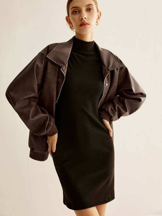 Fermuarlı Shift PU Deri Ceket