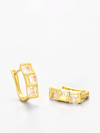 Zarif Kare Zirkonyum Halka Küpeler