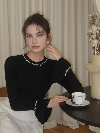 Boncuklu Süslemeli Volanlı Örgü Üst