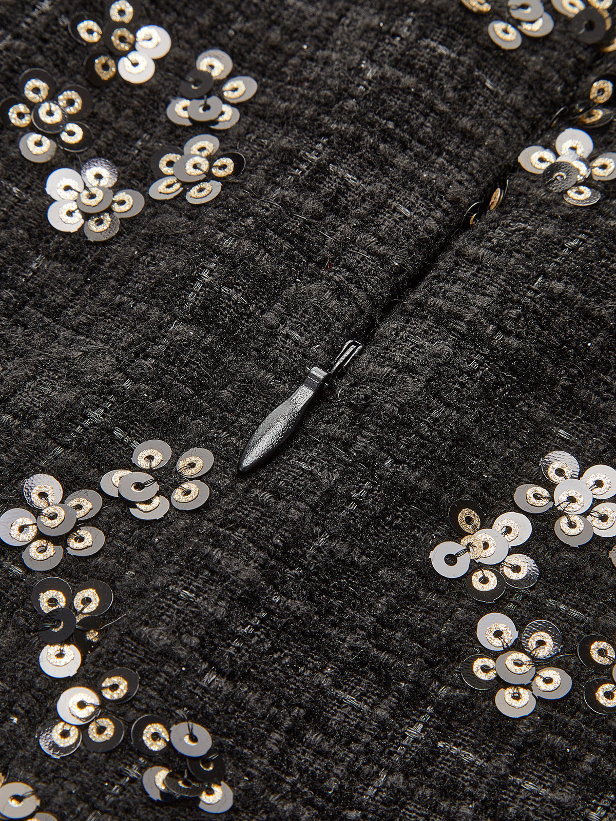 Payetli Çiçekli Tweed Etek