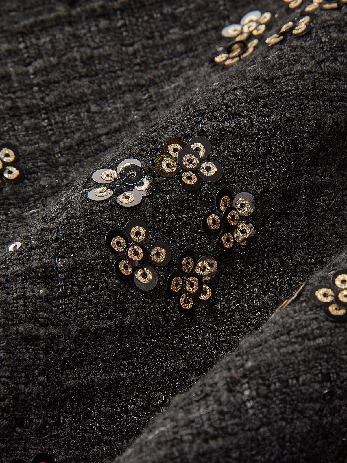 Payetli Çiçekli Tweed Etek