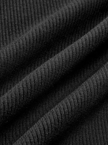 Karamel Asimetrik Yaka Uzun Kollu Örgü Üst