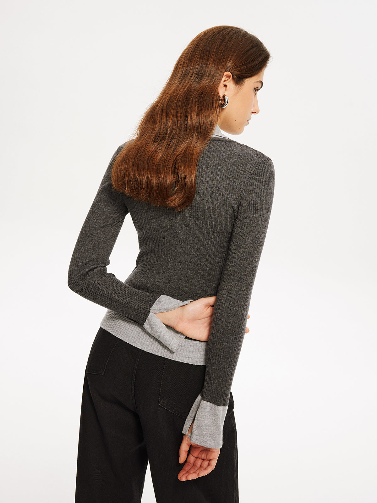 2'si 1 Arada Renk Bloklu Örgü Üst