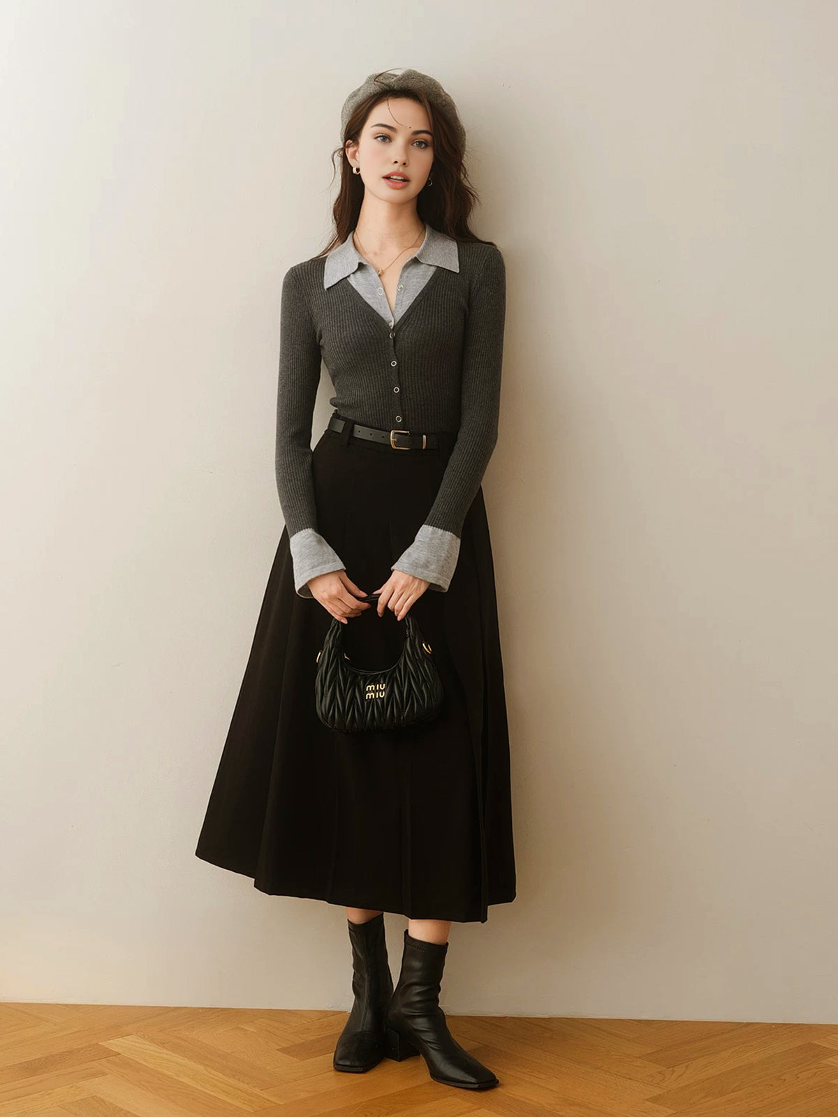 2'si 1 Arada Renk Bloklu Örgü Üst