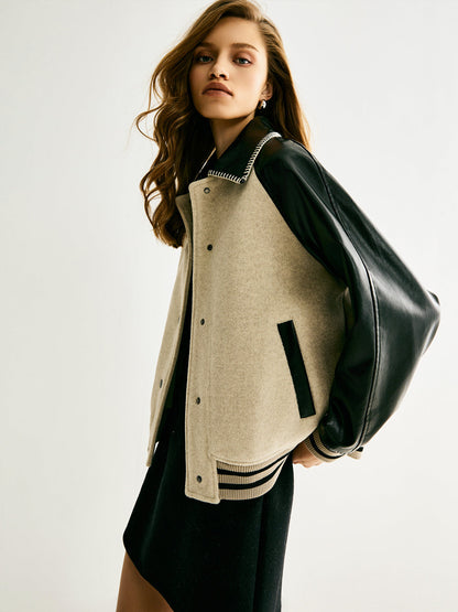 Spor Giyim Yün Karışımlı Panel Ceket