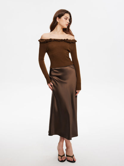 Kaşmir Karışımlı Omuzdan Bağlamalı Volanlı Kazak