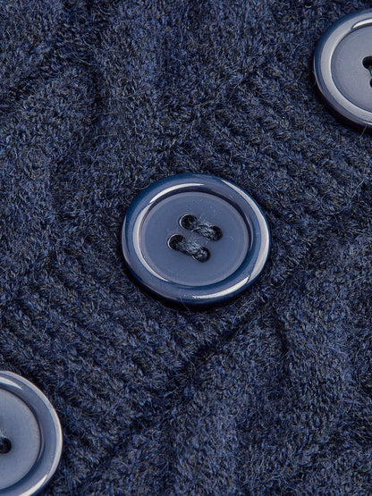 Kontrast Bağlama Düğmeli Örgü Üst