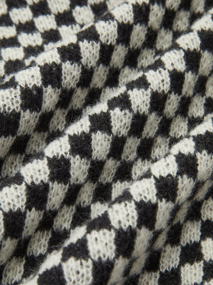 Büyük Beden Geometrik Desenli Kısa Örgü Dış Giyim