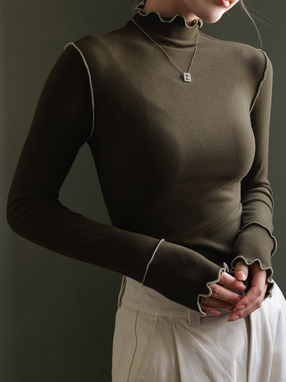 Dalgalı Kesim Jersey Slim Tişört