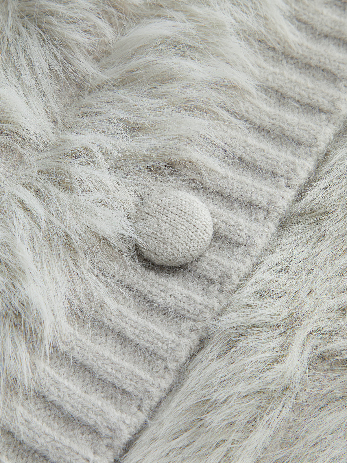 PU Yaka Yüksek Esneklikli Tüylü Hırka