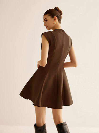 Pileli Kenarlı Fermuarlı Tank Elbise