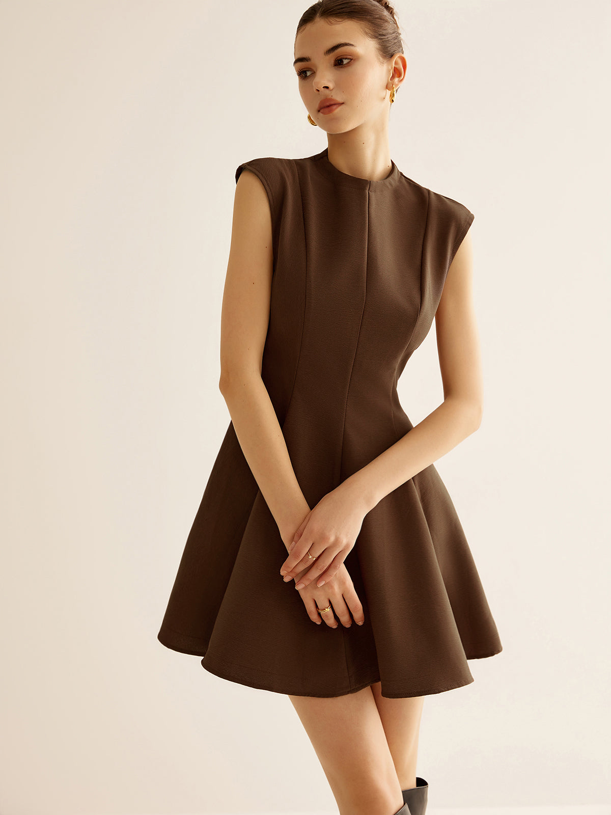 Pileli Kenarlı Fermuarlı Tank Elbise