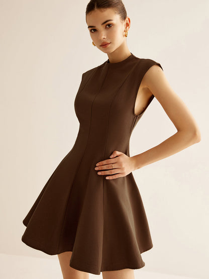 Pileli Kenarlı Fermuarlı Tank Elbise