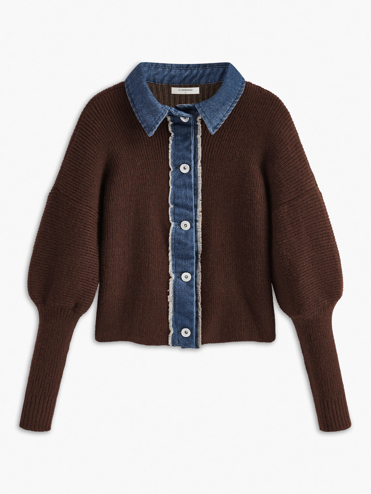 Panel Göğüslü Esnek Yaka Örgü Üst