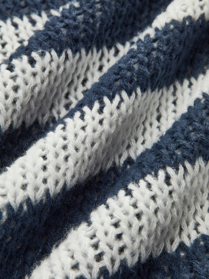 Yuvarlak Yaka Çizgili Yumuşak Kazak