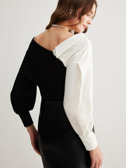 İki Tonlu Soğuk Omuzlu Tişört