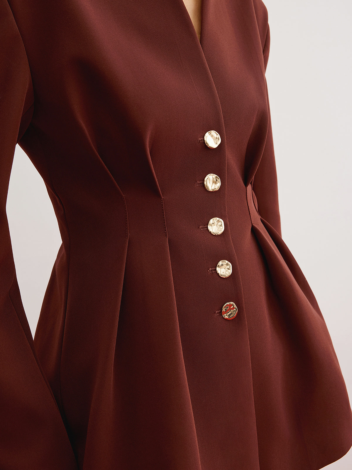 Omuz Pedli Büzgülü Pileli Blazer