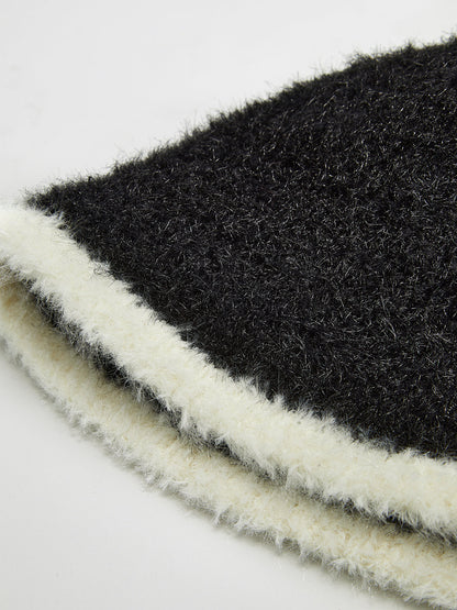 Kontrast Kenarlı Peluş Kova Şapka