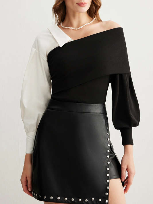 İki Tonlu Soğuk Omuzlu Tişört