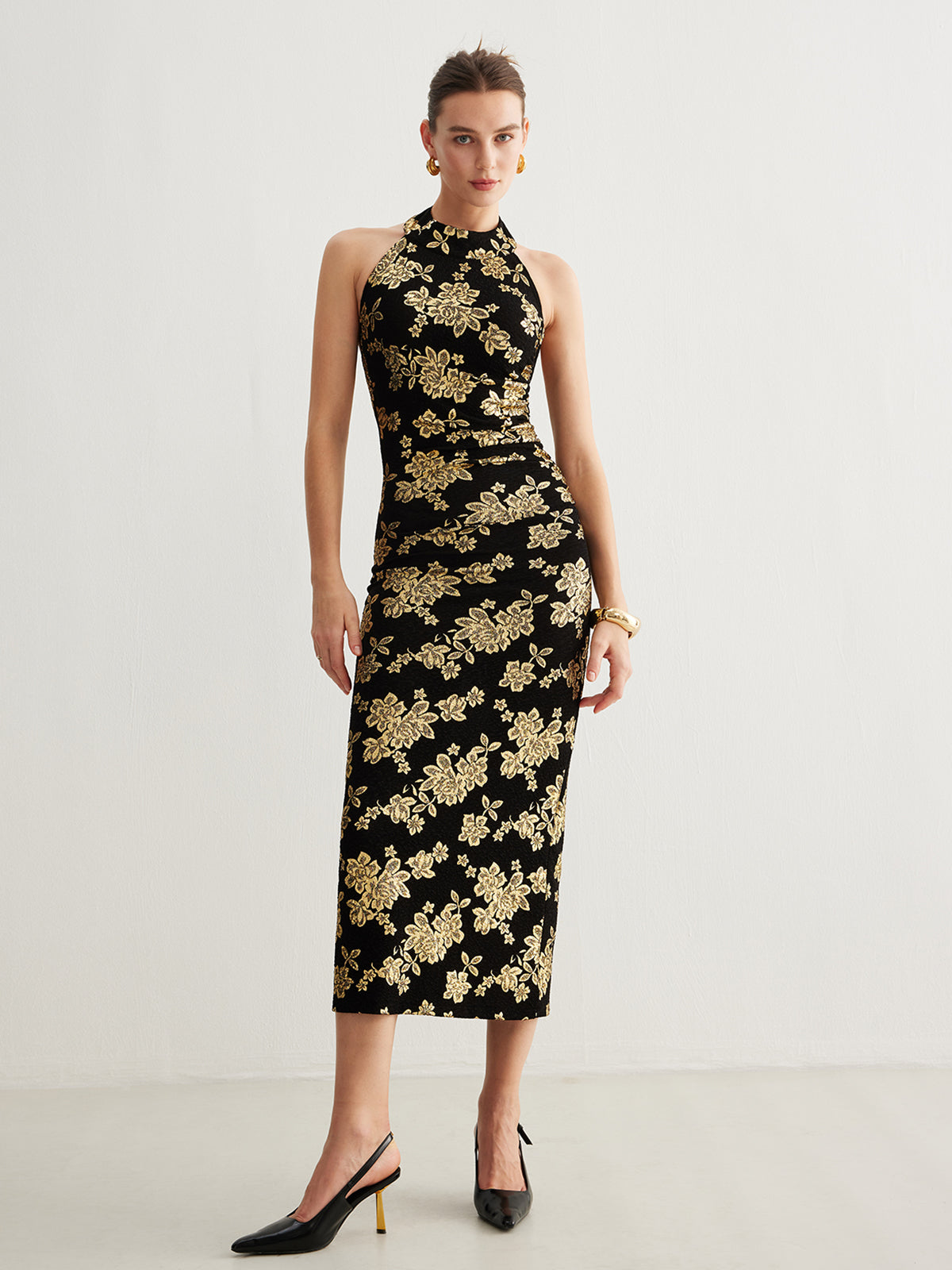 Retro Sırtı Açık İnce Askılı Elbise