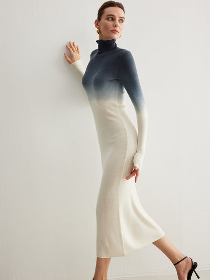 Tie Dye Gradient Slim Uzun Elbise