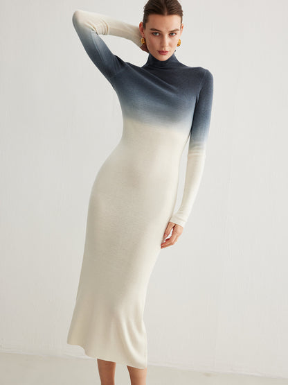 Tie Dye Gradient Slim Uzun Elbise