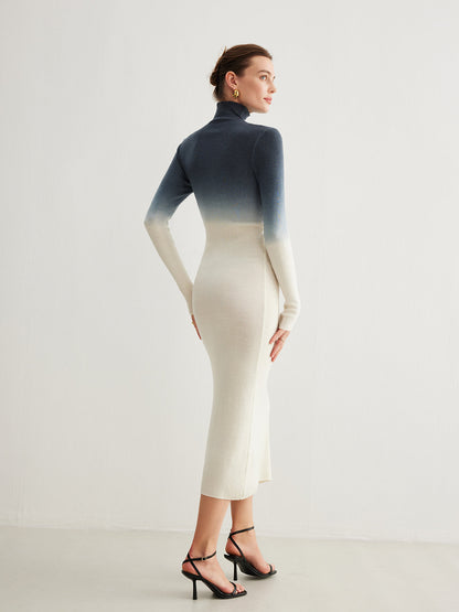 Tie Dye Gradient Slim Uzun Elbise