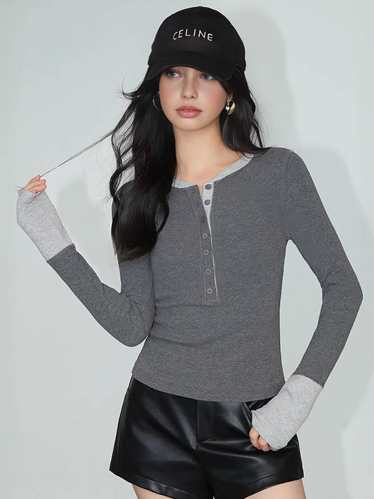 2'si 1 Arada Renk Bloklu Jersey Üst