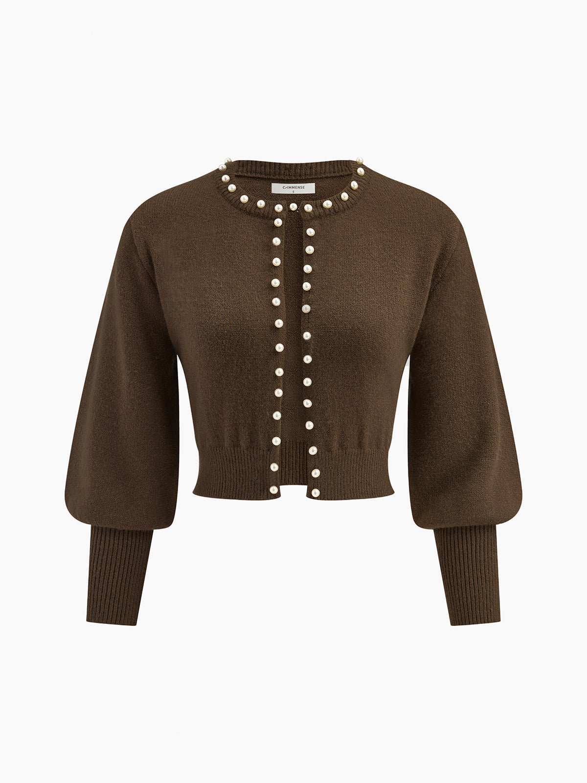 İnci Kenarlı Fener Kollu Örgü Üst