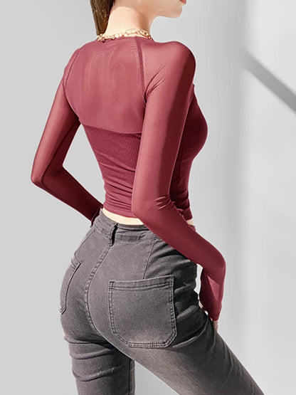 Kare Yaka Şeffaf Panelli Kırpılmış Tişört