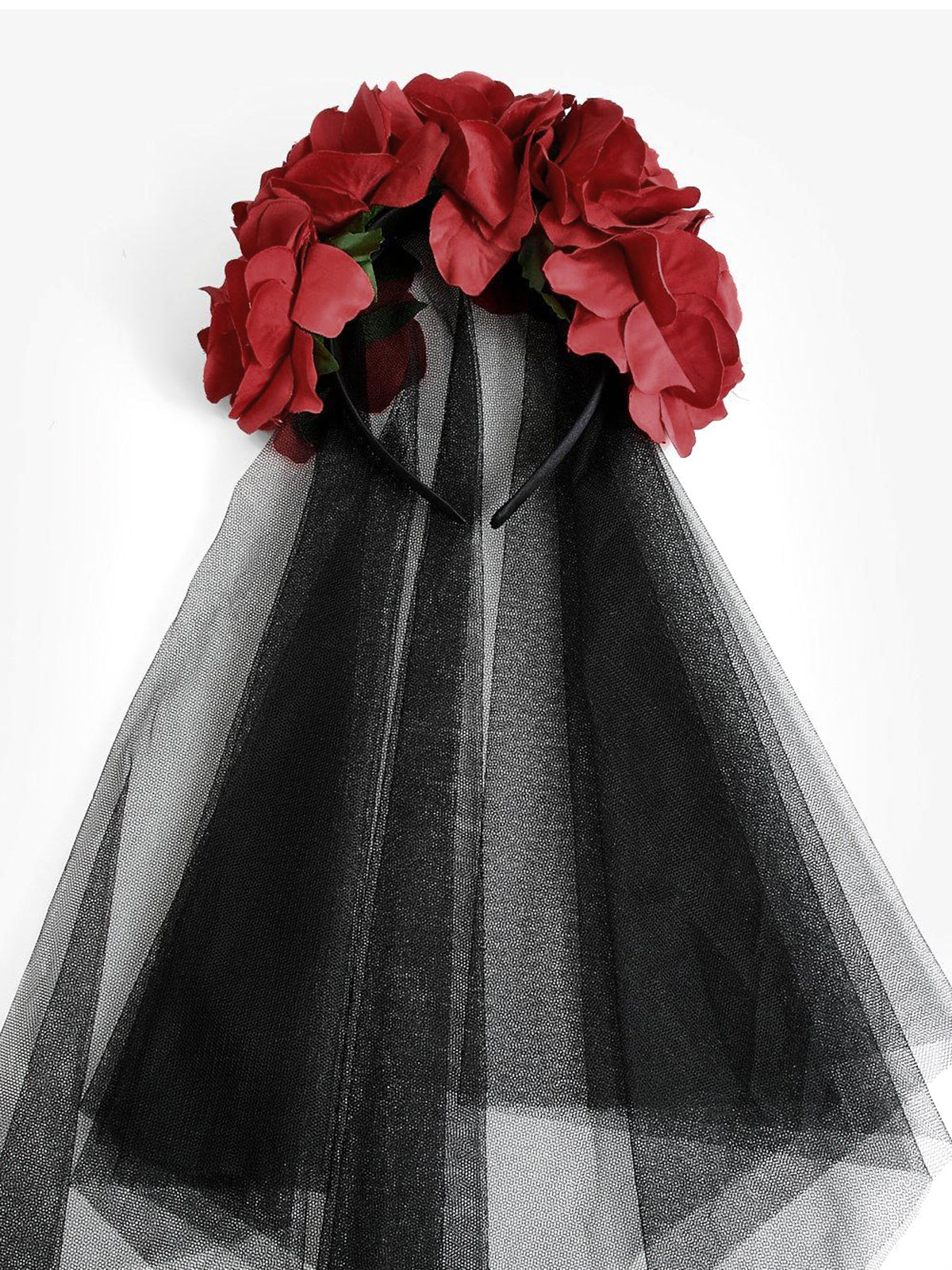 Cadılar Bayramı Gül Çiçek Siyah Fileli Kafa Bandı