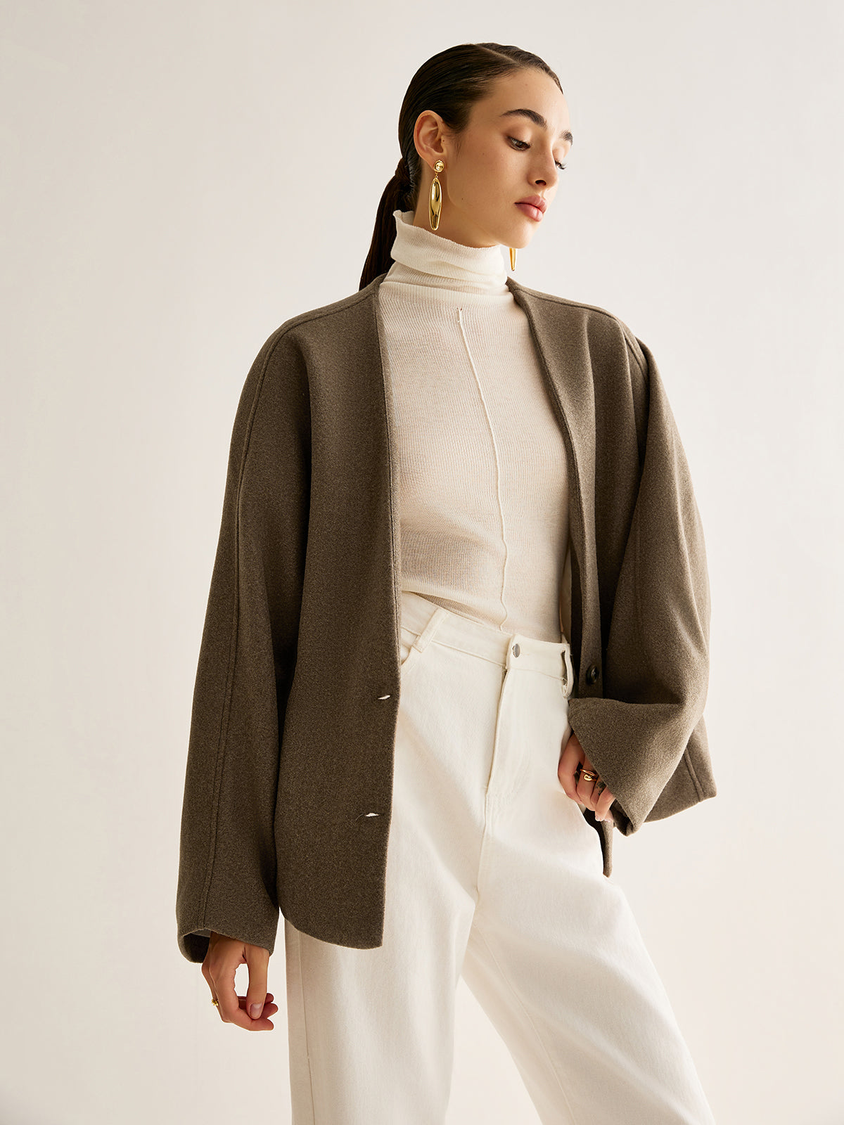 V Yaka Bol Sıcak Ceket