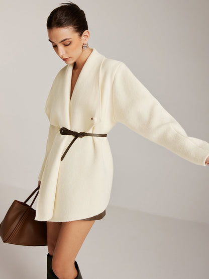 Asimetrik Düz Kemerli Örme Dış Giyim