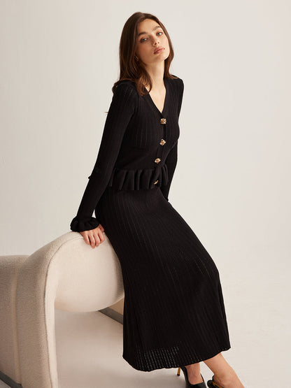 Volanlı İnce Kazak Elbise