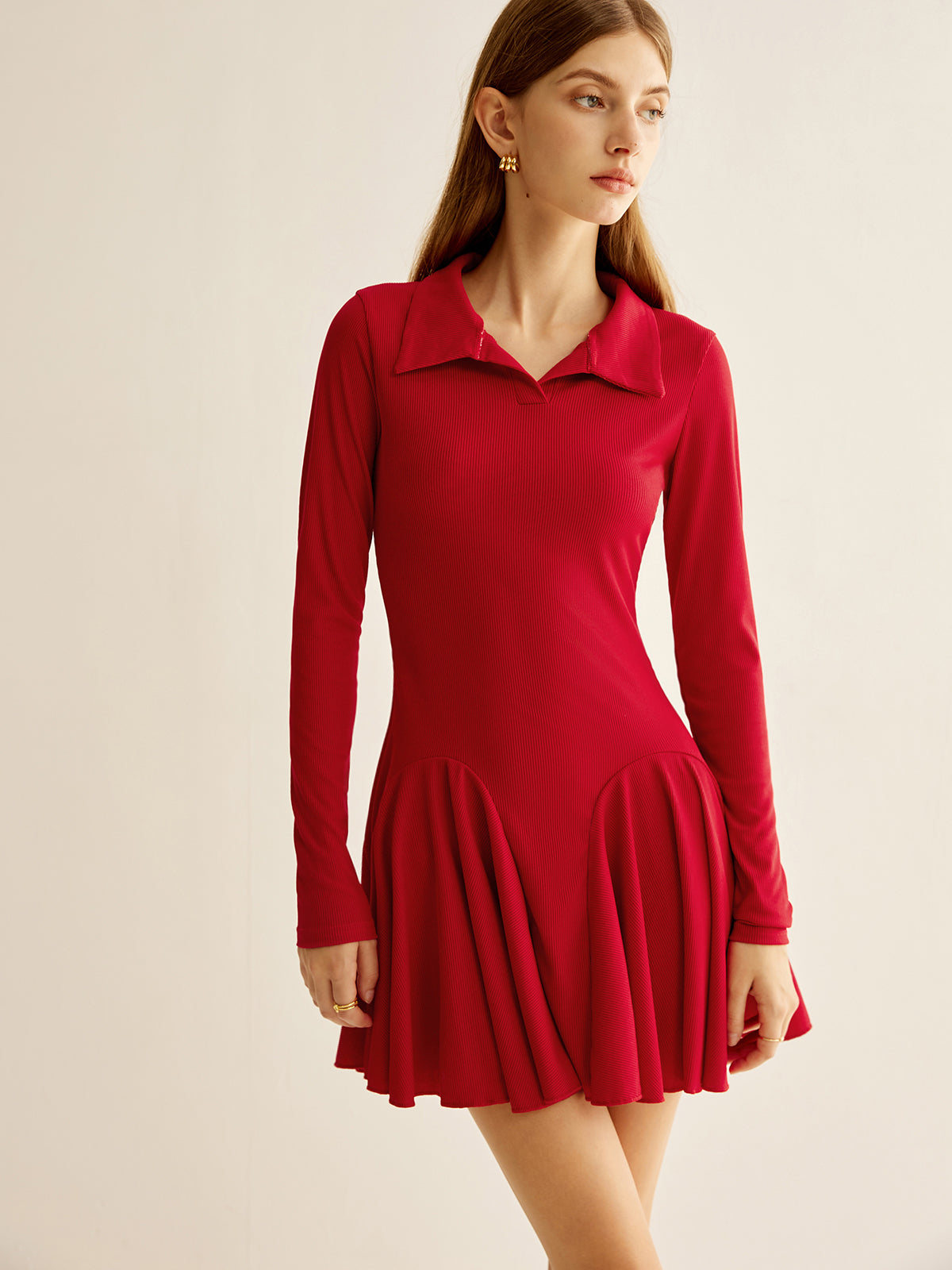 Pileli Ribana Panel Elbise