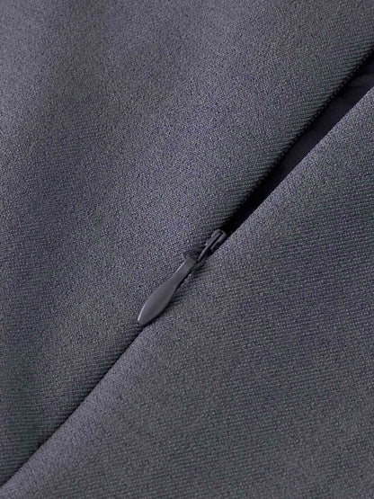 Düğmeli Fermuarlı Pileli Takım Elbise Eteği