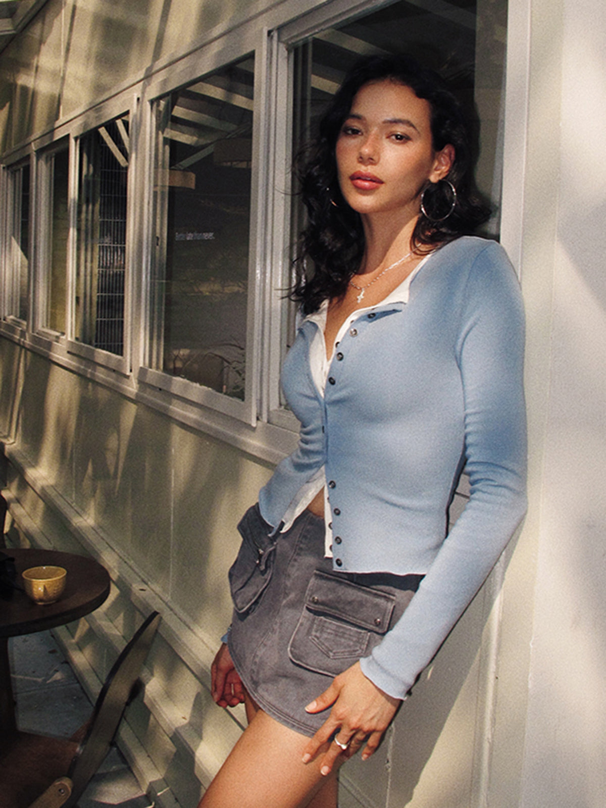 2'si 1 Arada Düğmeli Jarse Bluz