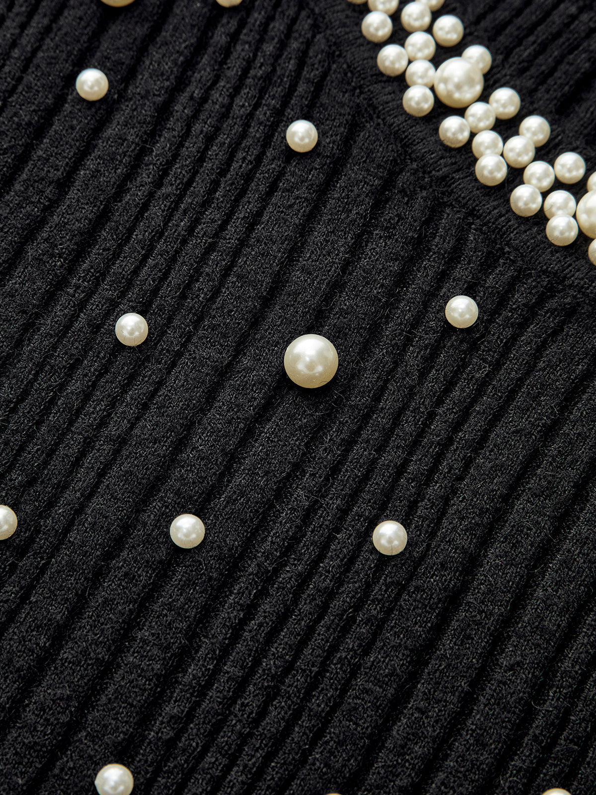 İnci Dekorlu Volanlı Manşetli Örgü Üst