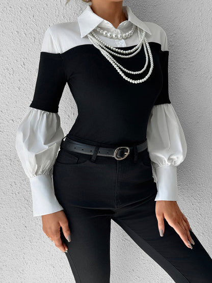 Renk Bloklu Dar Yaka Üst