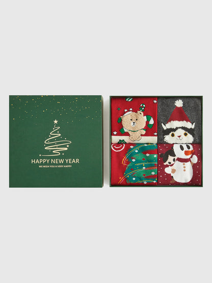 Çoraplı Karikatür Noel Hediye Kutusu
