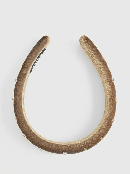 Retro Kadife Yapay Elmaslı Kafa Bandı