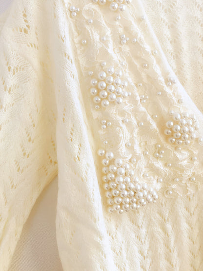 Romantik İnci Boncuklu Hırka