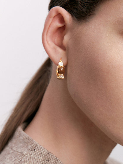 Lüks Yapay Elmas Halka Küpeler