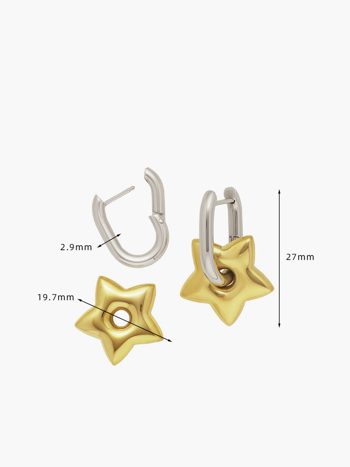 U Şeklinde Yıldız Damla Küpeler