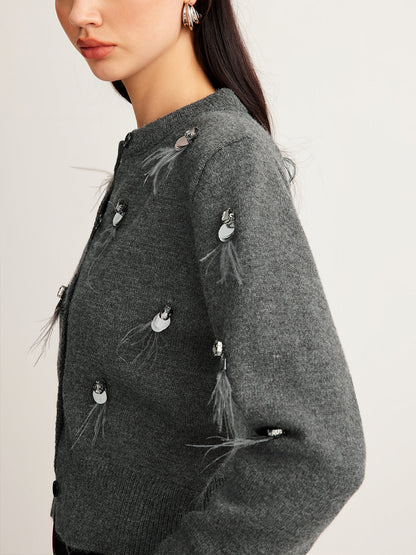 Leisure Düğmeli Payetli Hırka