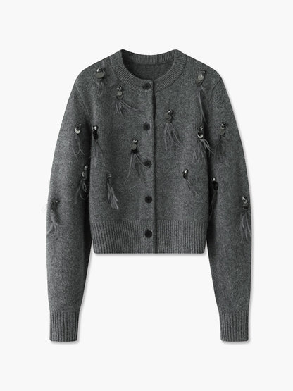 Leisure Düğmeli Payetli Hırka