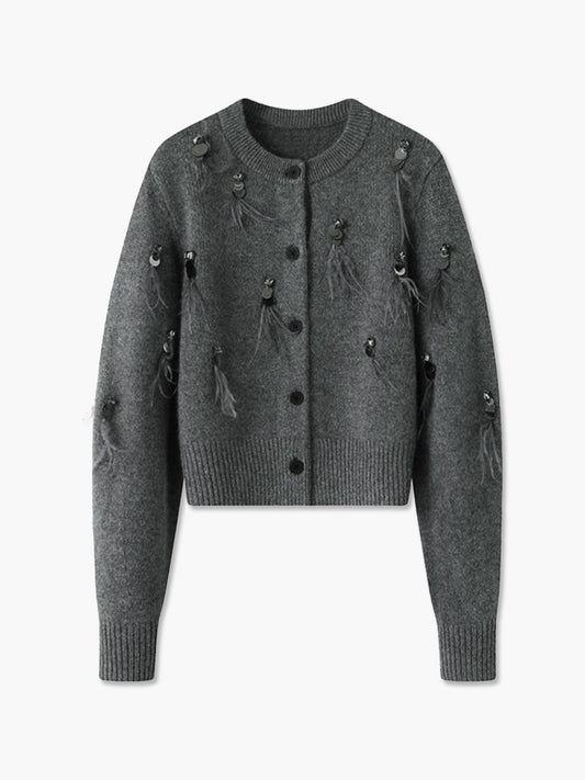 Leisure Düğmeli Payetli Hırka